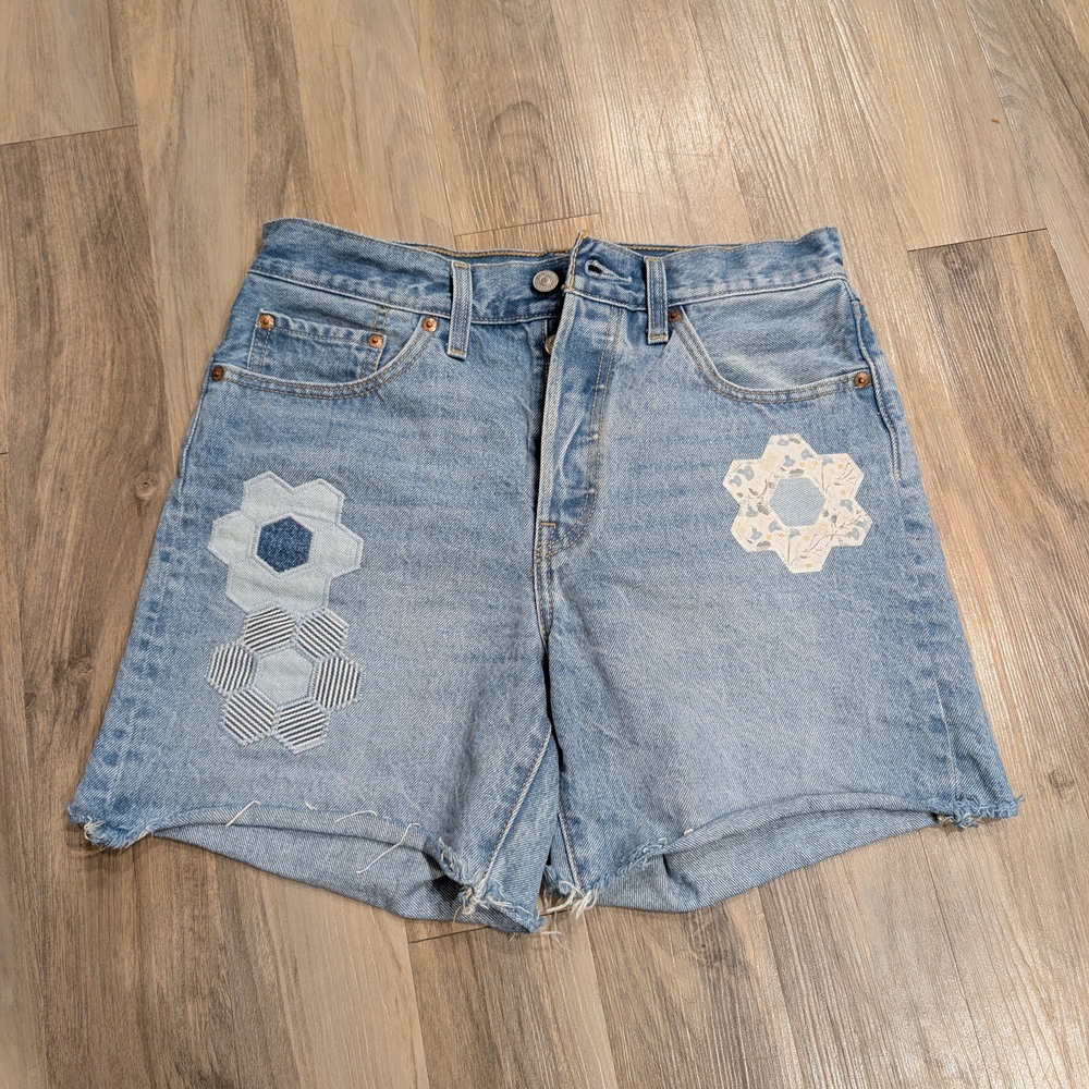 Levi's Light Blue Jean Shorts with Patterned Accents